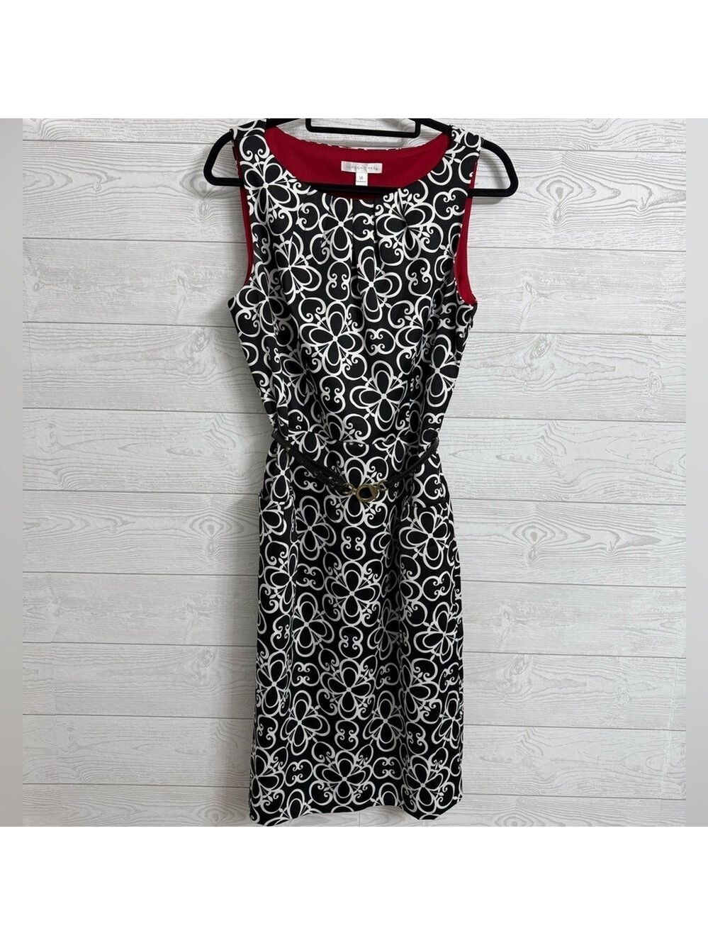 London Times Women’s Black & White Floral Stretch Midi Dress. Size 14